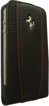 Чехол Ferrari Modena Collection для iPhone 4/4S Flip Grained Black Red (FEFLIP4BLR)
